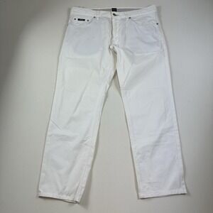 Hugo Boss Jeans Mens 34x28 White Denim Pants Maine Regular Straight‎ Fit Cotton